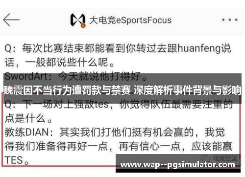 魏震因不当行为遭罚款与禁赛 深度解析事件背景与影响 魏震因不当行为遭罚款与禁赛 深度解析事件背景与影响